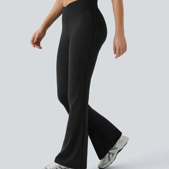HALARA Pants - High Waisted Crossover Flare Yoga Leggings